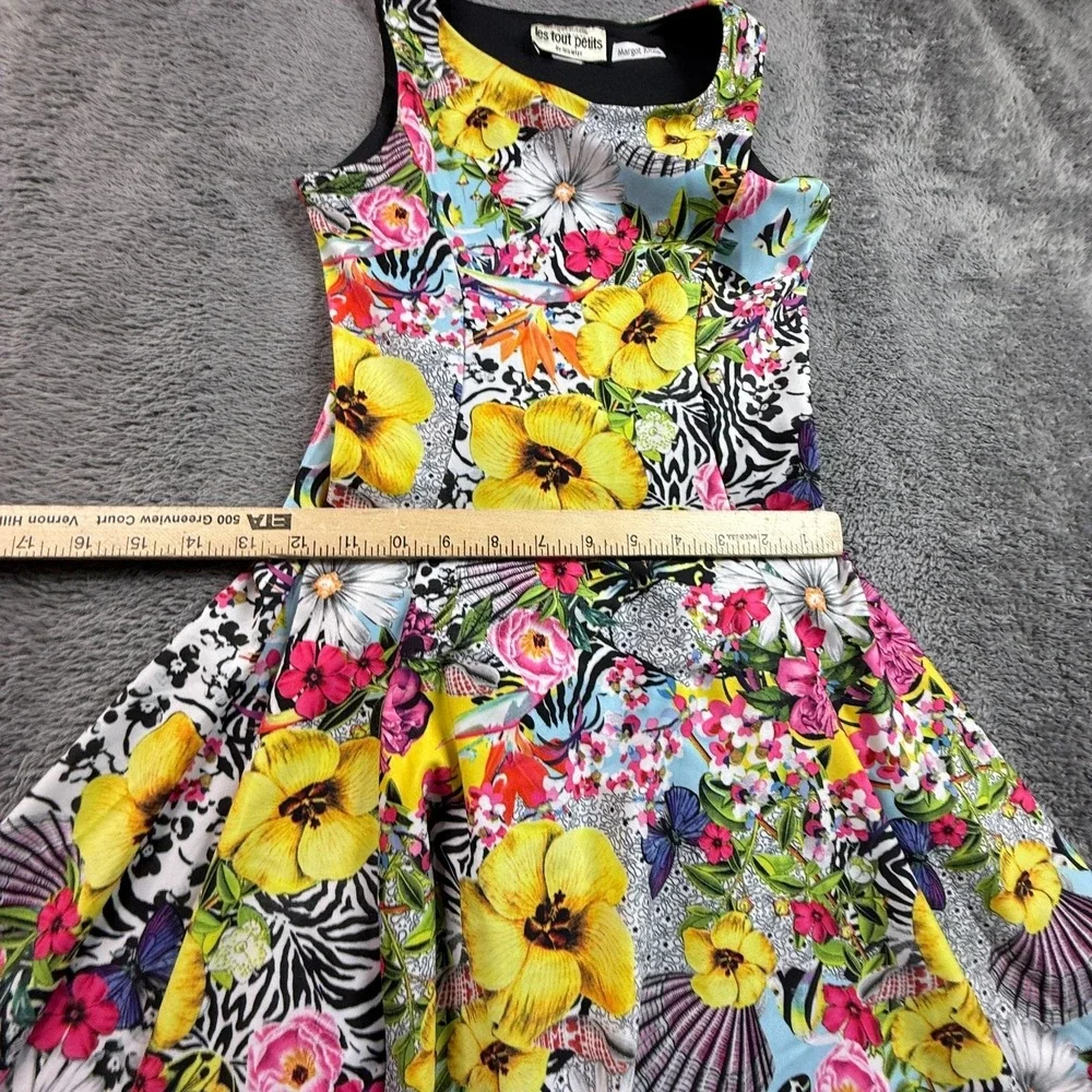 Les Tout Petits Girls 10 Floral Sleeveless Dress Tropical Hibiscus Print - Picture 3 of 5